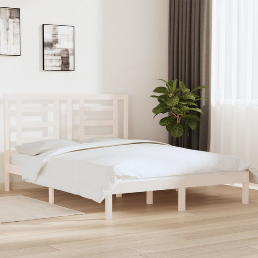 Bed Frame without Mattress White 160x200 cm Solid Wood Pine