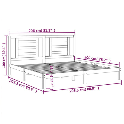 Bed Frame without Mattress Honey Brown 200x200 cm Solid Wood Pine