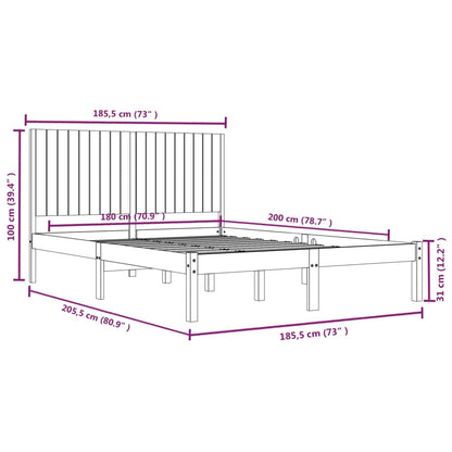 Bed Frame without Mattress 180x200 cm Super King Solid Wood
