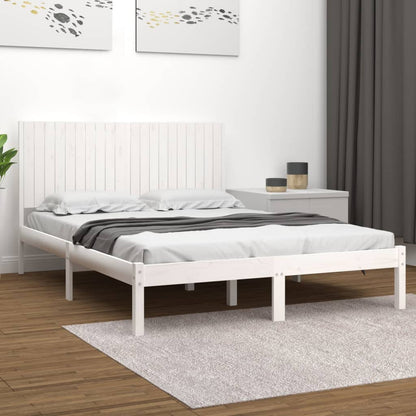 Bed Frame without Mattress White 200x200 cm Solid Wood Pine
