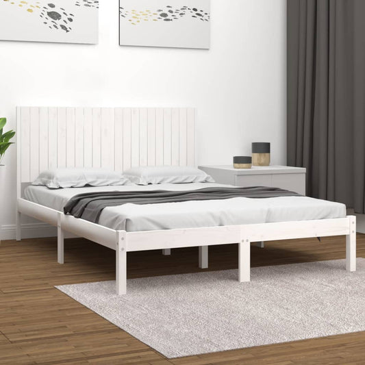 Bed Frame without Mattress White 200x200 cm Solid Wood Pine