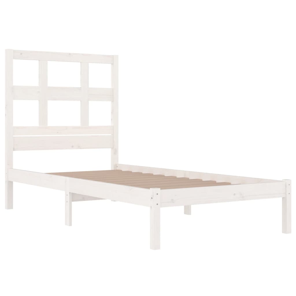 Bed Frame without Mattress White 75x190 cm Small Single Solid Wood Pine