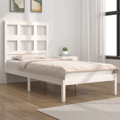 Bed Frame without Mattress White 75x190 cm Small Single Solid Wood Pine