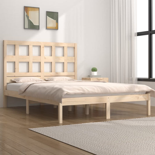 Bed Frame without Mattress 135x190 cm Double Solid Wood Pine