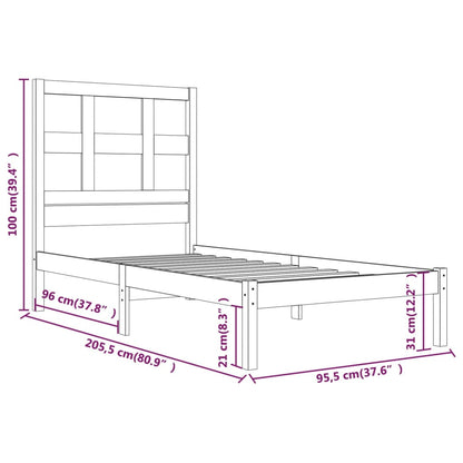 Bed Frame without Mattress 90x200 cm Solid Wood Pine