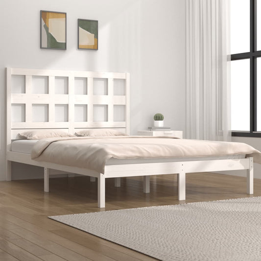 Bed Frame without Mattress White 160x200 cm Solid Wood Pine