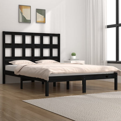 Bed Frame without Mattress Black 200x200 cm Solid Wood Pine