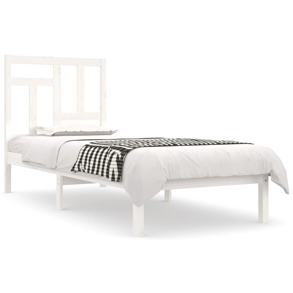 Bed Frame without Mattress White 90x190 cm Single Solid Wood Pine