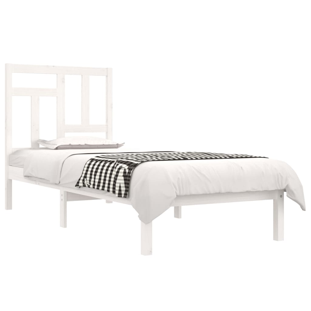 Bed Frame without Mattress White 90x190 cm Single Solid Wood Pine