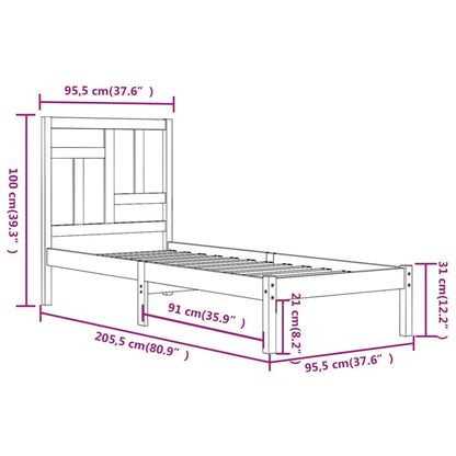 Bed Frame without Mattress 90x200 cm Solid Wood Pine
