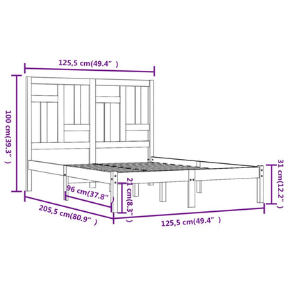 Bed Frame without Mattress White 120x200 cm Solid Wood Pine