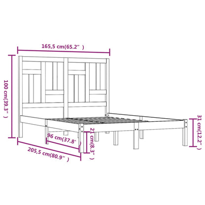 Bed Frame without Mattress 160x200 cm Solid Wood Pine