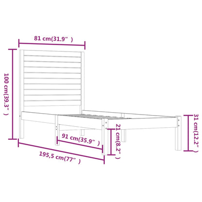 Bed Frame without Mattress 75x190 cm Small Single Solid Wood