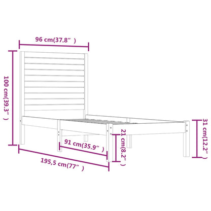 Bed Frame without Mattress White 90x190 cm Single Solid Wood