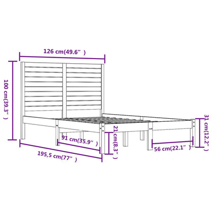 Bed Frame without Mattress 120x190 cm Small Double Solid Wood