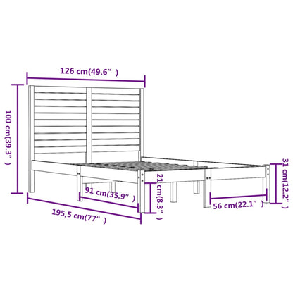 Bed Frame without Mattress White 120x190 cm Small Double Solid Wood