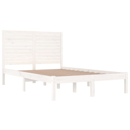 Bed Frame without Mattress White 135x190 cm Double Solid Wood