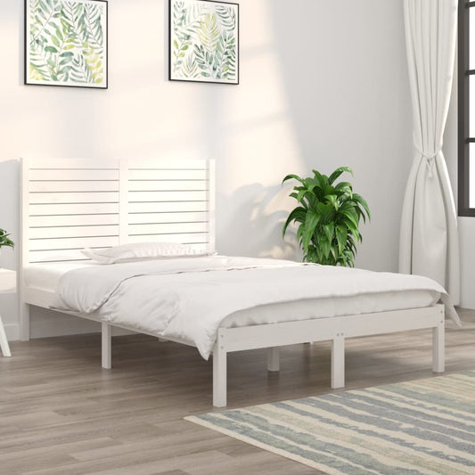 Bed Frame without Mattress White 140x190 cm Solid Wood