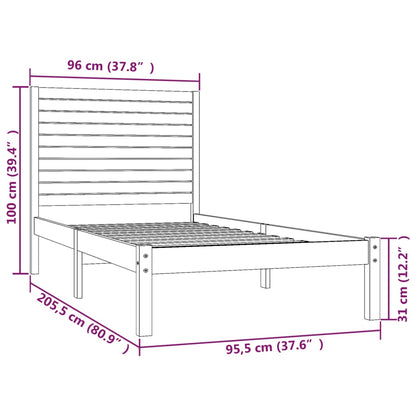 Bed Frame without Mattress 90x200 cm Solid Wood