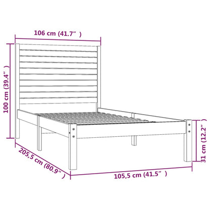 Bed Frame without Mattress 100x200 cm Solid Wood