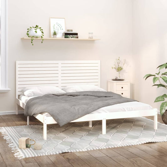 Bed Frame without Mattress White 200x200 cm Solid Wood