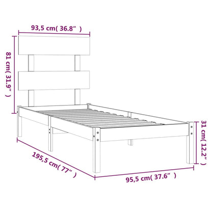 Bed Frame without Mattress White 90x190 cm Single Solid Wood