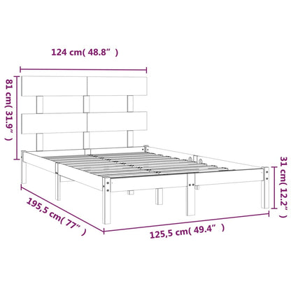 Bed Frame without Mattress White 120x190 cm Small Double Solid Wood