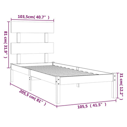 Bed Frame without Mattress White 100x200 cm Solid Wood