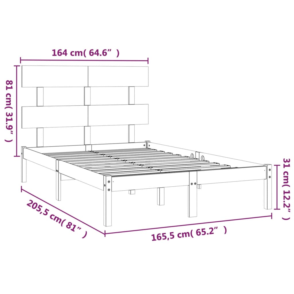Bed Frame without Mattress White 160x200 cm Solid Wood