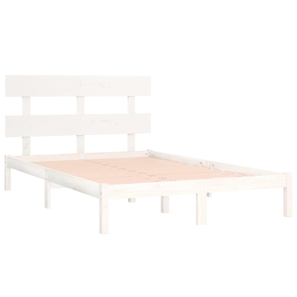 Bed Frame without Mattress White 200x200 cm Solid Wood