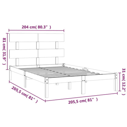 Bed Frame without Mattress White 200x200 cm Solid Wood
