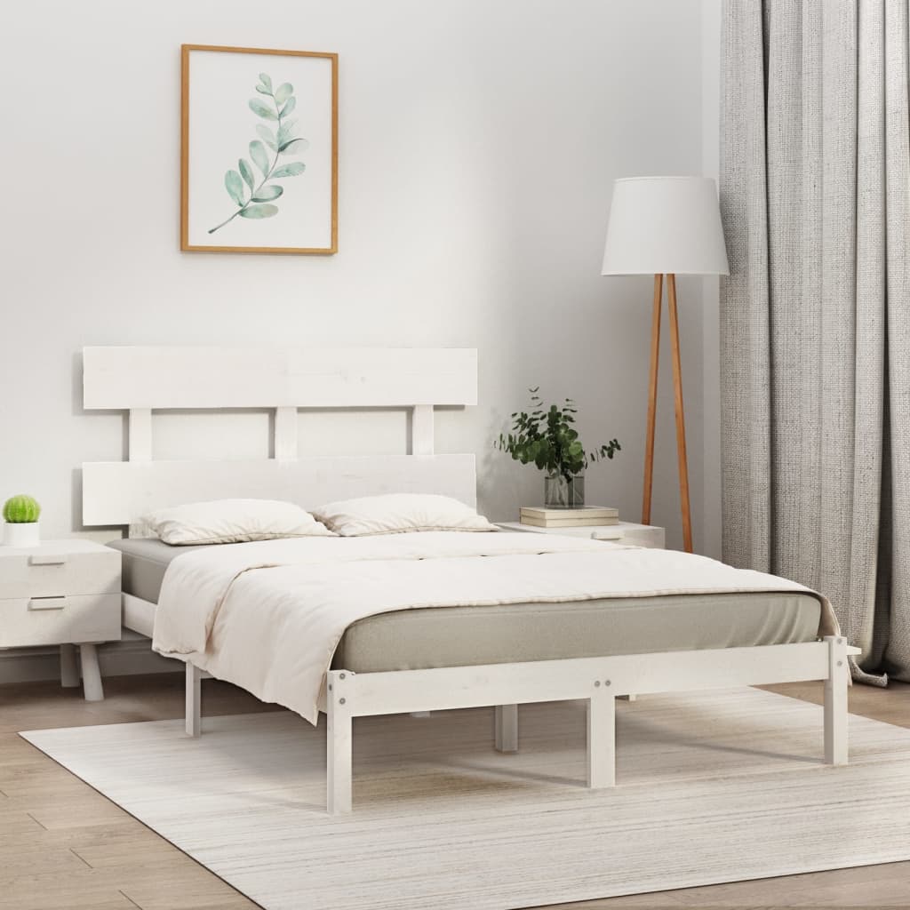 Bed Frame without Mattress White 200x200 cm Solid Wood