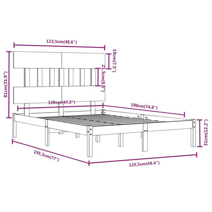 Bed Frame without Mattress 120x190 cm Small Double Solid Wood