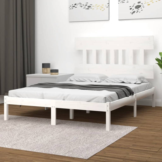 Bed Frame without Mattress White 140x200 cm Solid Wood