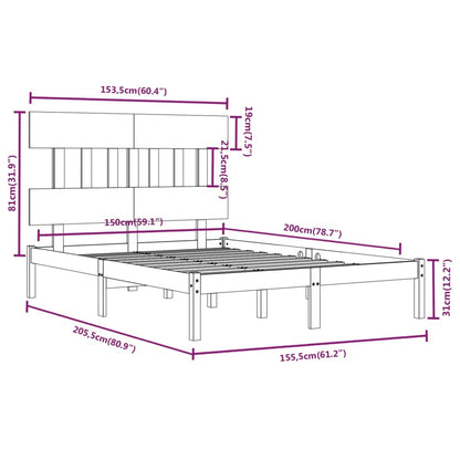 Bed Frame without Mattress 150x200 cm King Size Solid Wood