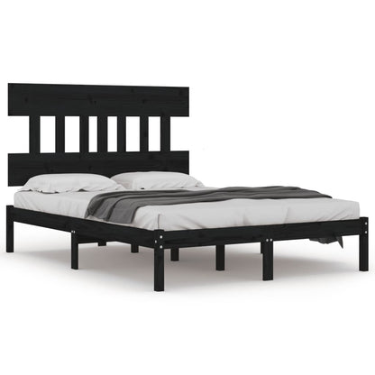 Bed Frame without Mattress Black 200x200 cm Solid Wood