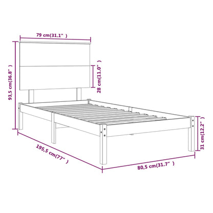 Bed Frame without Mattress 75x190 cm Small Single Solid Wood