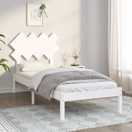 Bed Frame without Mattress White 90x190 cm Single Solid Wood