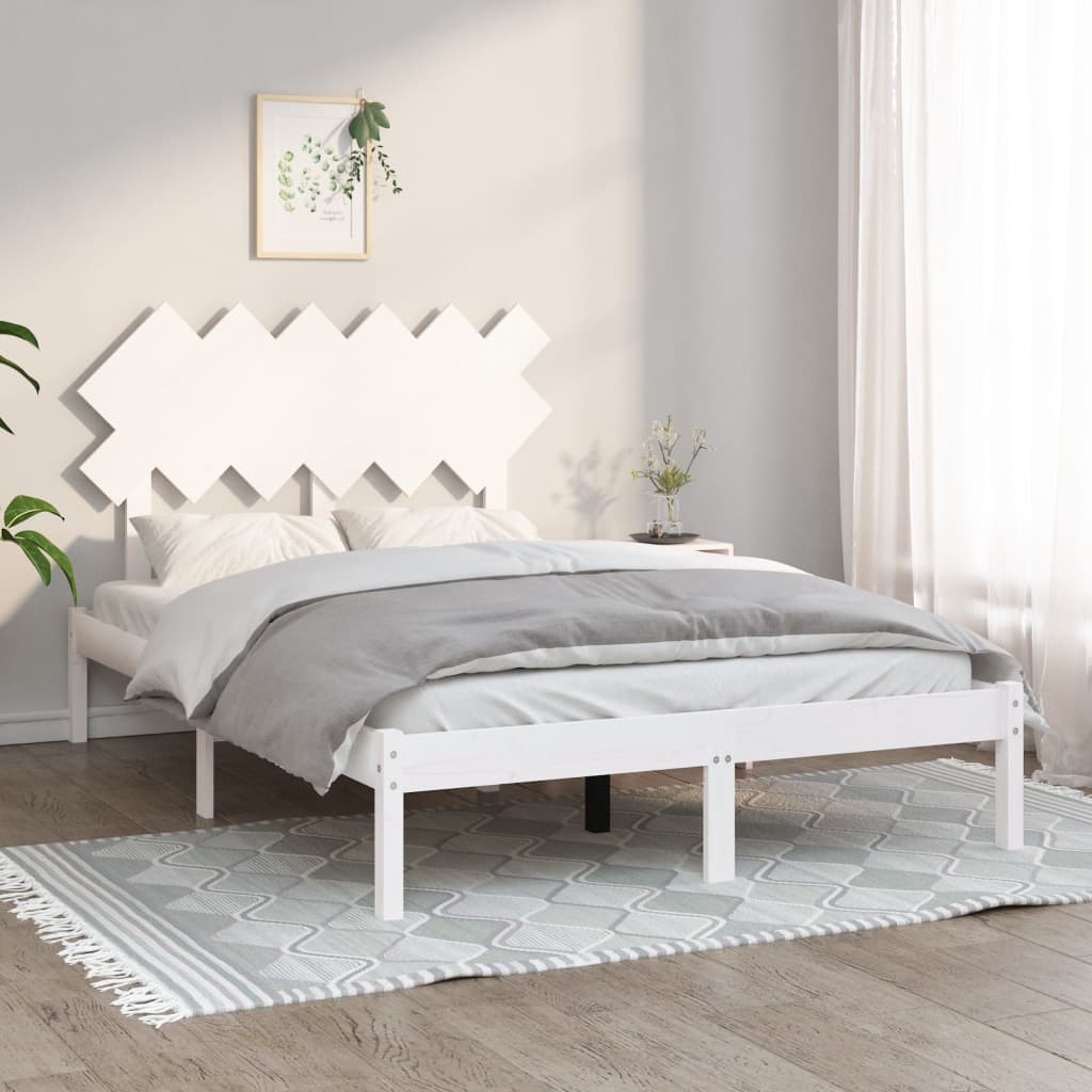 Bed Frame without Mattress White 120x190 cm Small Double Solid Wood