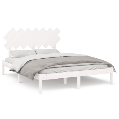 Bed Frame without Mattress White 140x190 cm Solid Wood