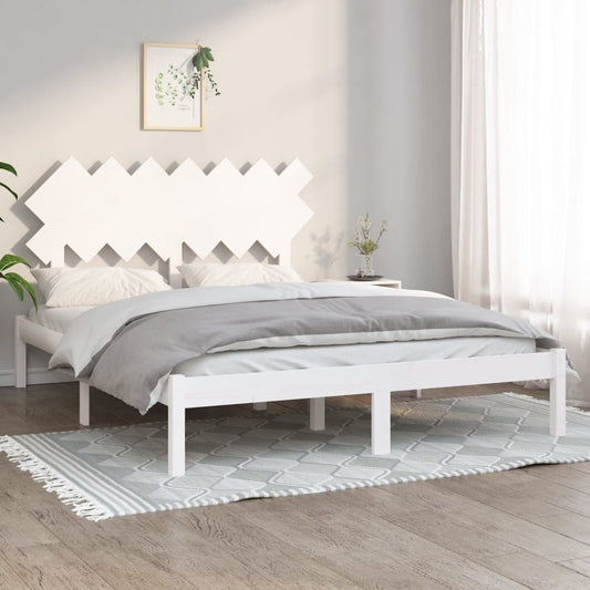 Bed Frame without Mattress White 140x190 cm Solid Wood