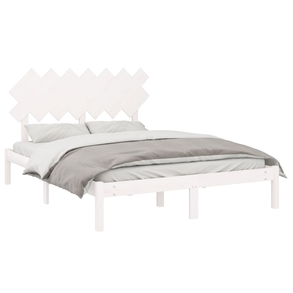 Bed Frame without Mattress White 140x200 cm Solid Wood