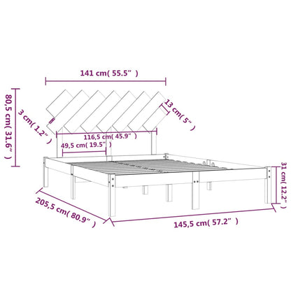 Bed Frame without Mattress White 140x200 cm Solid Wood