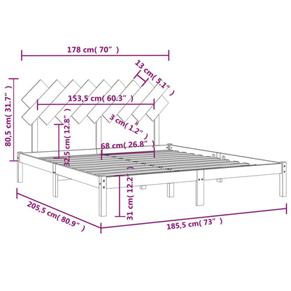 Bed Frame without Mattress 180x200 cm Super King Solid Wood