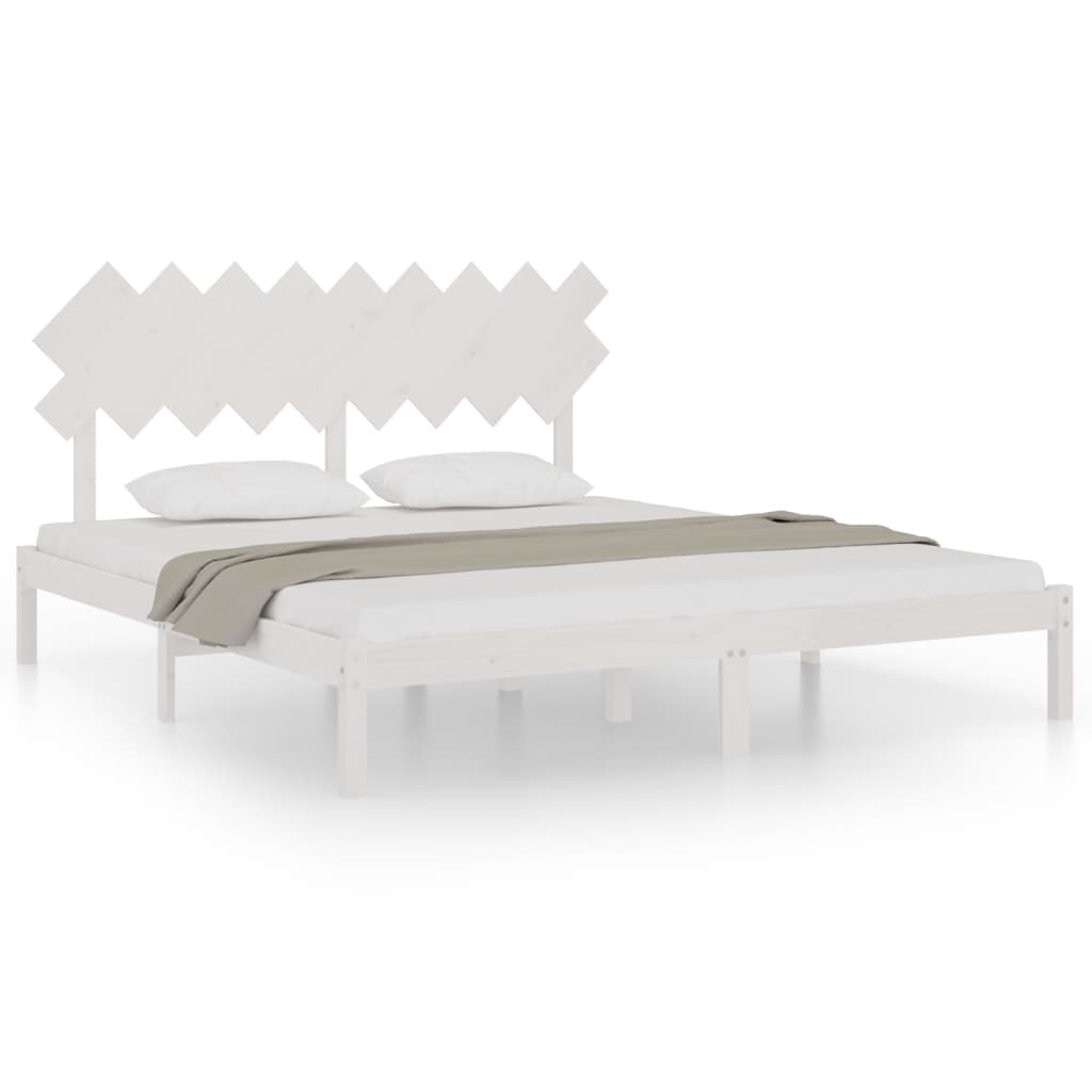 Bed Frame without Mattress White 180x200 cm Super King Solid Wood