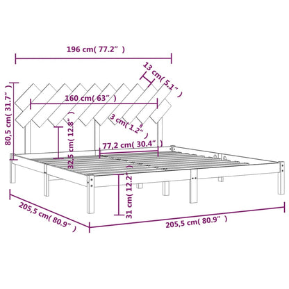 Bed Frame without Mattress Black 200x200 cm Solid Wood
