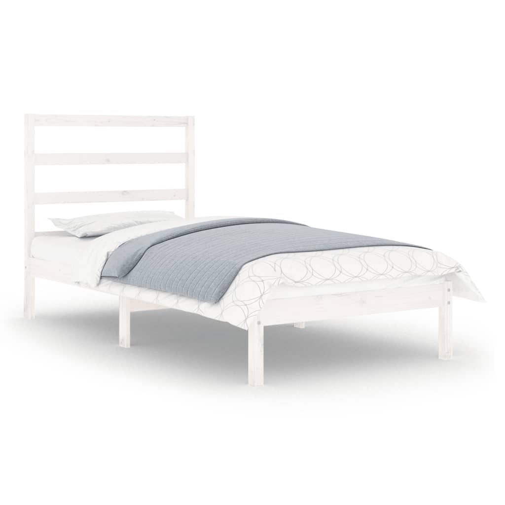 Bed Frame without Mattress White 75x190 cm Small Single Solid Wood