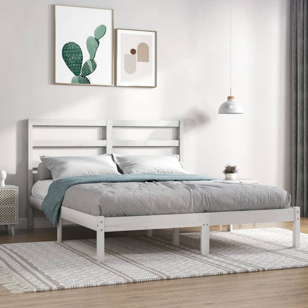 Bed Frame without Mattress White 120x190 cm Small Double Solid Wood
