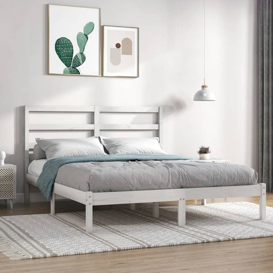 Bed Frame without Mattress White 120x190 cm Small Double Solid Wood