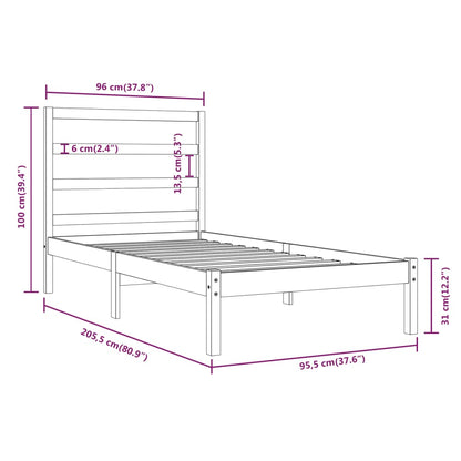 Bed Frame without Mattress 90x200 cm Solid Wood Pine